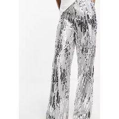 silver sequin bell bottom pants